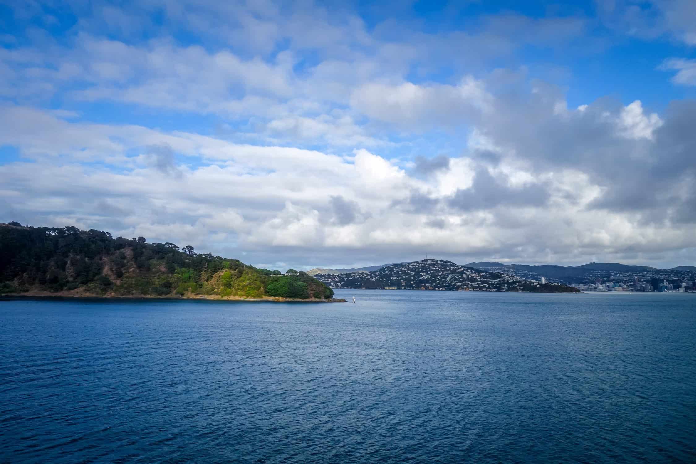 Wellington harbour and the city seen from the water